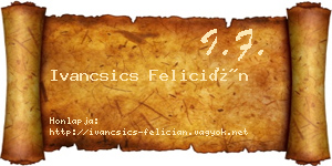Ivancsics Felicián névjegykártya
